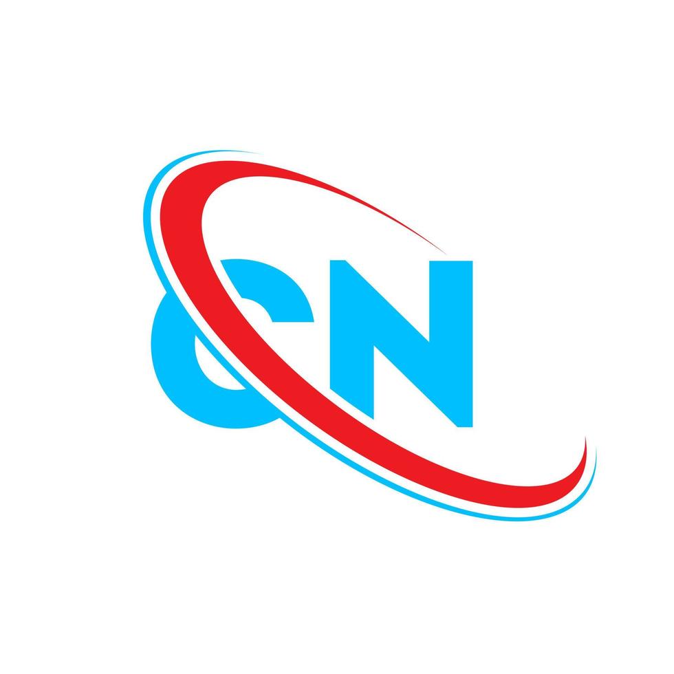 cn-Logo. cn-Design. blauer und roter cn-buchstabe. cn-Brief-Logo-Design. Anfangsbuchstabe cn verknüpfter Kreis Monogramm-Logo in Großbuchstaben. vektor