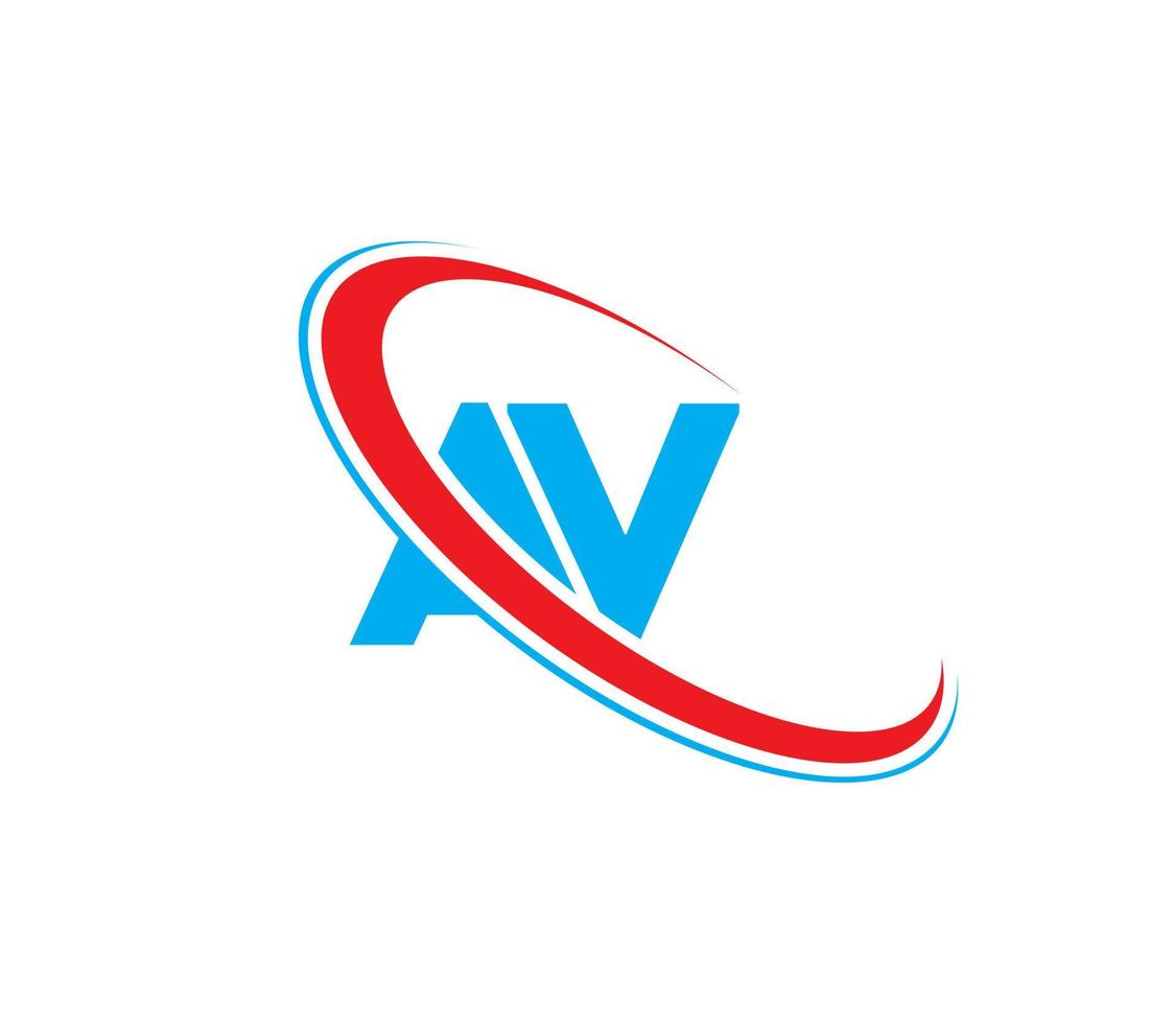 AV-Logo. AV-Design. blauer und roter av-buchstabe. Logo-Design mit Buchstaben av. Anfangsbuchstabe v verknüpfter Kreis Monogramm-Logo in Großbuchstaben. vektor