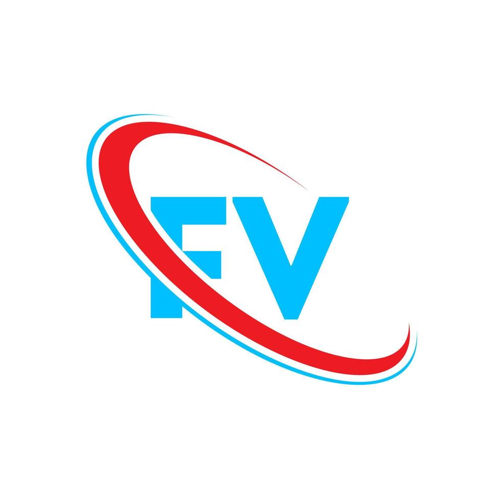 fv-Logo. fv-Design. blauer und roter fv-buchstabe. Logo-Design mit fv-Buchstaben. Anfangsbuchstabe fv verknüpfter Kreis Monogramm-Logo in Großbuchstaben. vektor