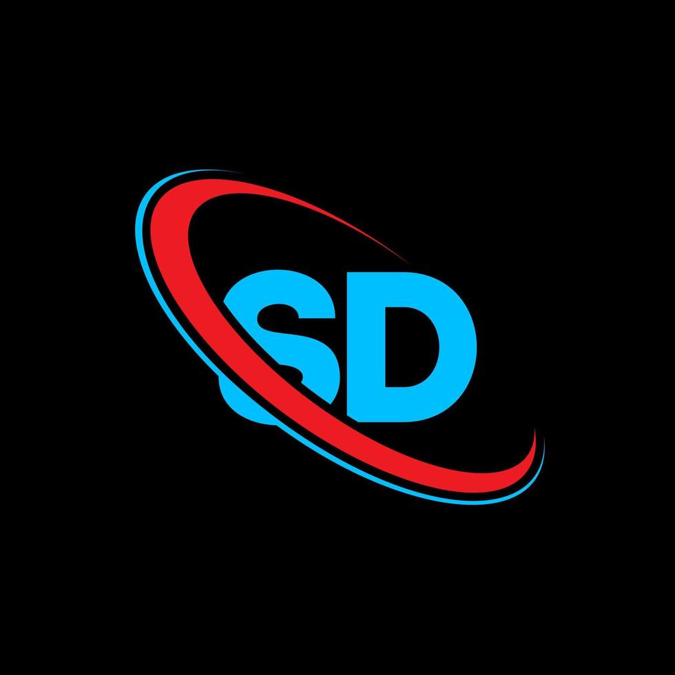 SD-Logo. SD-Design. blauer und roter sd-buchstabe. SD-Brief-Logo-Design. anfangsbuchstabe sd verknüpfter kreis monogramm-logo in großbuchstaben. vektor