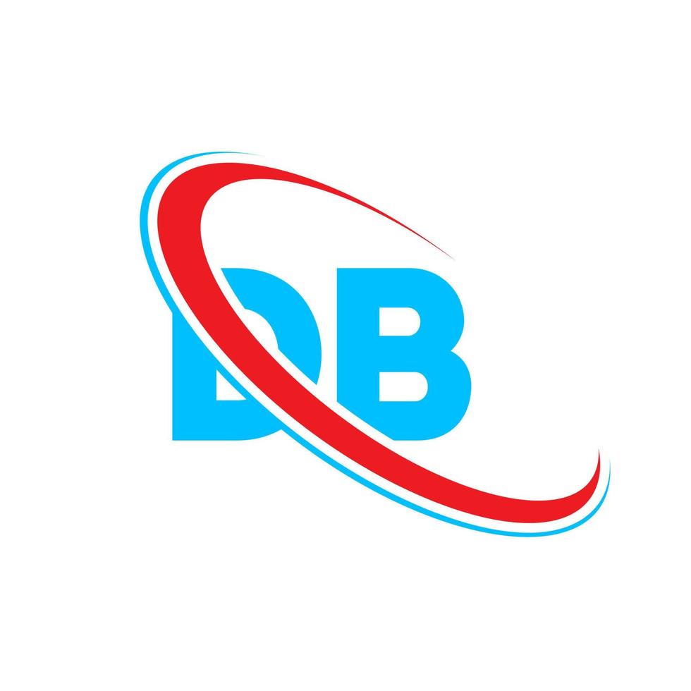 db-Logo. DB-Design. blauer und roter db-buchstabe. db-Buchstaben-Logo-Design. Anfangsbuchstabe db verknüpfter Kreis Monogramm-Logo in Großbuchstaben. vektor