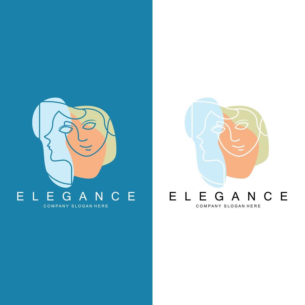 Logo-Design der Schönheitsfrau, Vektorillustration des Haarpflegesalons vektor