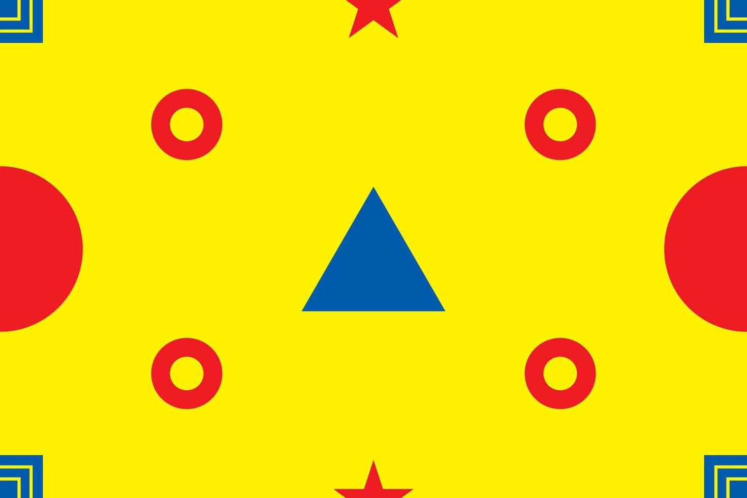 sömlös mönster med primär färger bakgrund, blå, röd, och gul med geometrisk runda, fyrkant och stjärna form. vektor illustration.