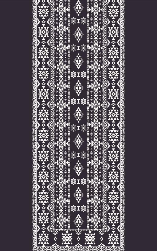 ethnisches kleid, hemdmuster. Stickereimuster mit ethnischem Ausschnitt. aztekischer südwestlicher geometrischer Ausschnitt Schwarz-Weiß-Farbmuster. tribal art hemden mode. Bordürenornamente mit Stickereien am Hals. vektor