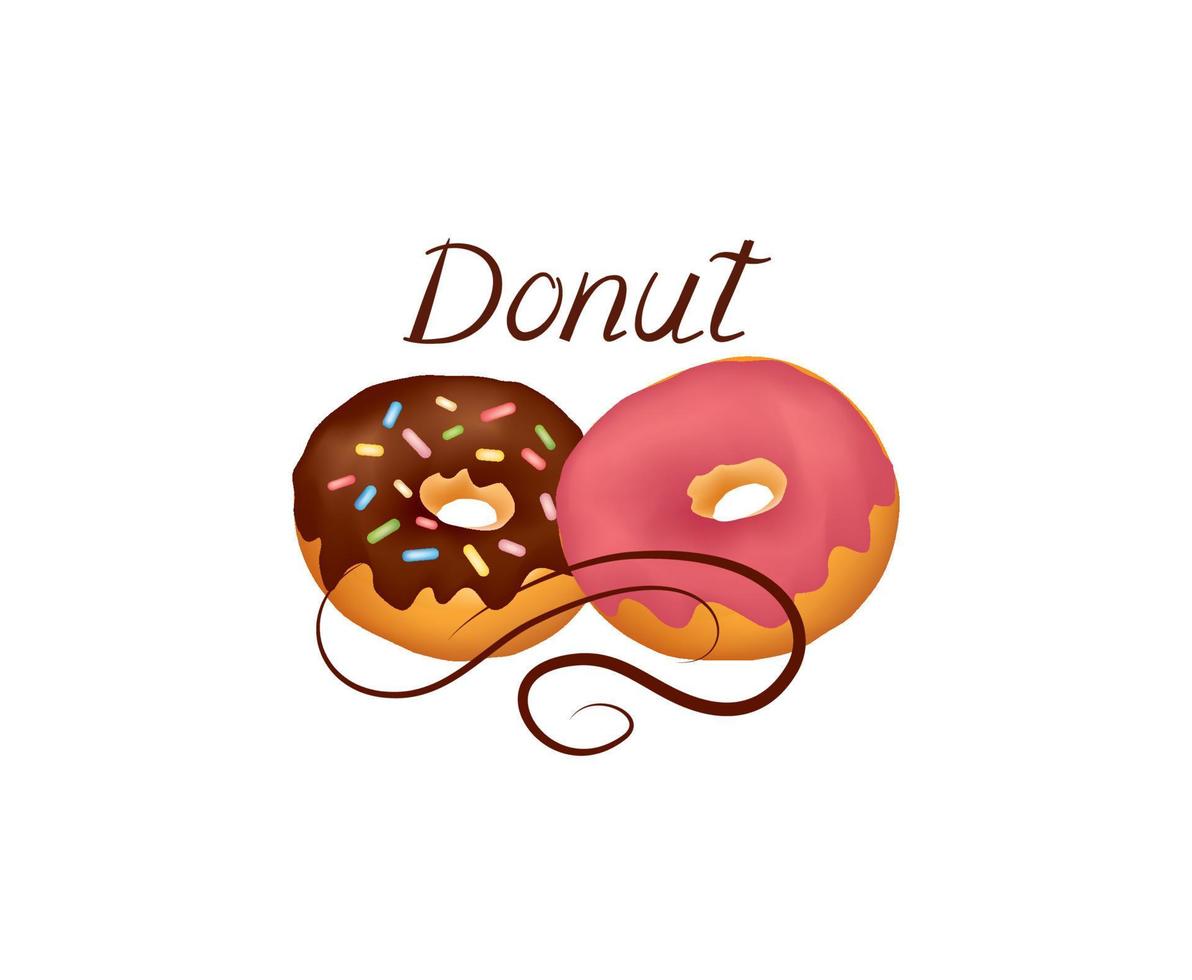 Donut-Icon-Set. Banner für süßes Gebäck. donut mit weißer, rosa und schokoladenglasur und streuseln. Bäckerei für Party über weißem Hintergrund. vektor