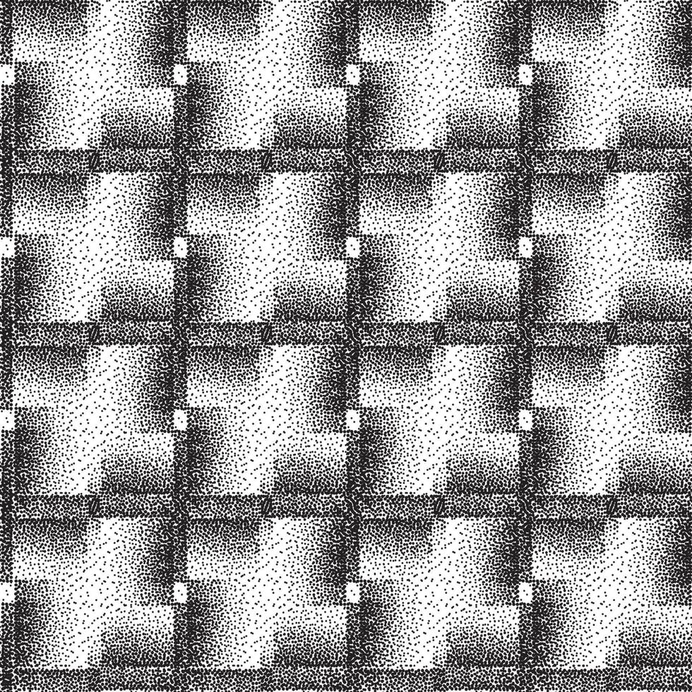abstrakte geometrische gepunktete quadratische Form kariertes nahtloses Muster. künstlerischer Tupfen dekorativer stilvoller Hintergrund. abstrakte gekachelte monochrome Textur vektor