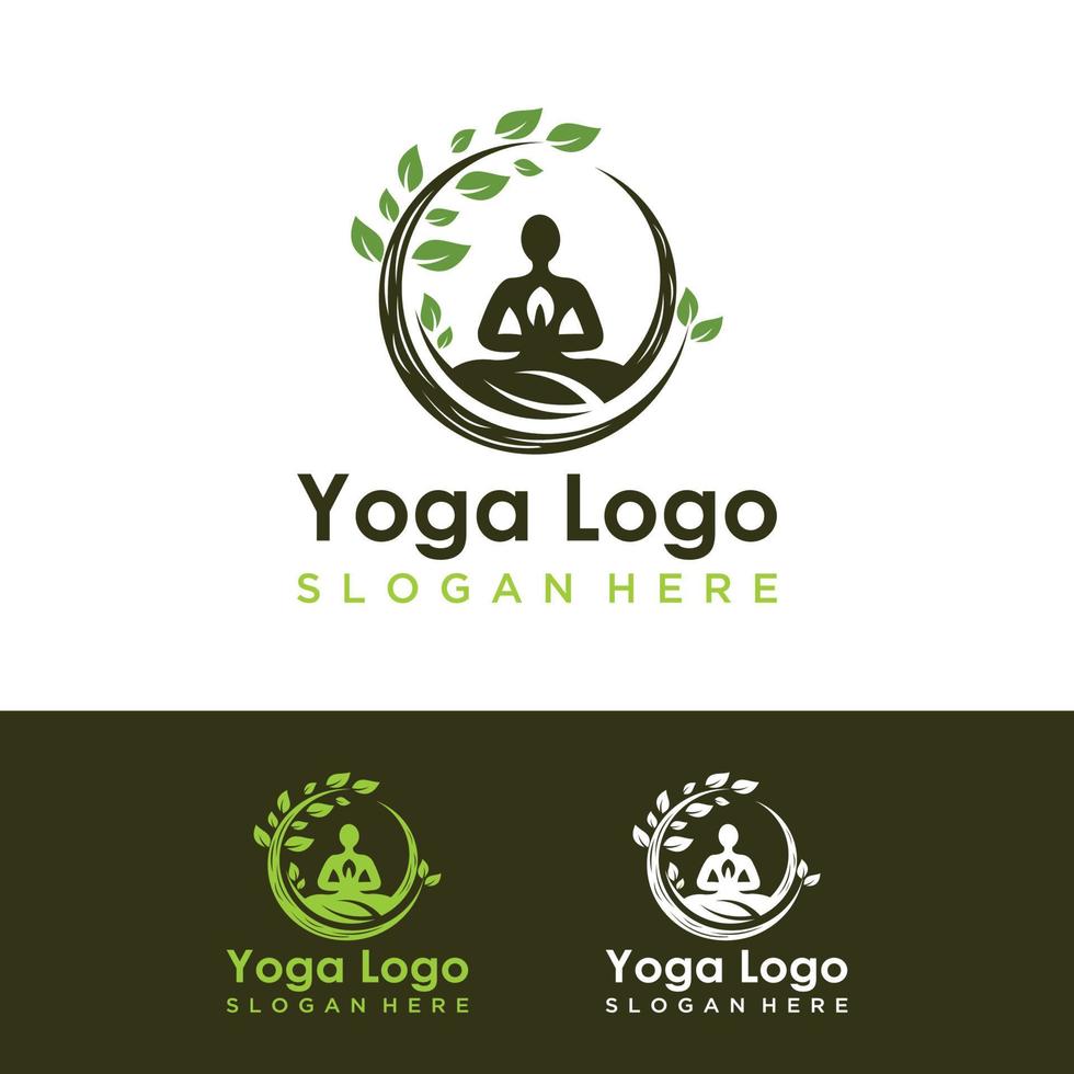 abstrakter Monoline-Yoga-Blatt-Logo-Vektor vektor