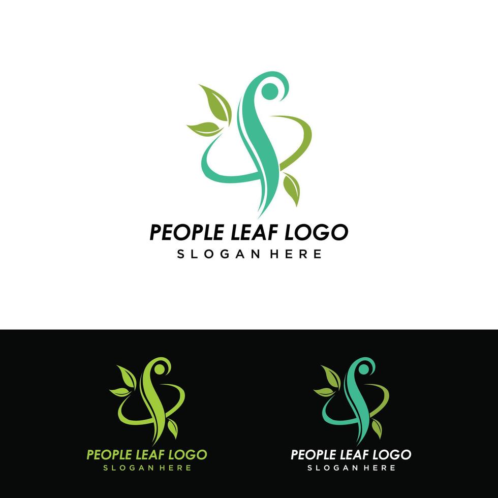 mänsklig med blad natur logotyp för spa logotyp mall vektor