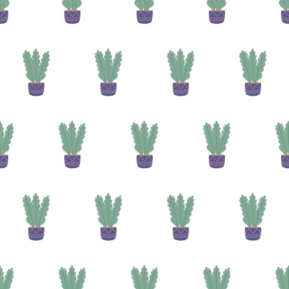 sömlös mönster med skön krukväxter. platt tecknad serie vektor illustration.
