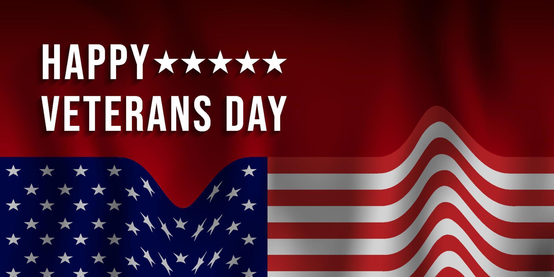 3d veteraner dag hälsning med amerikan flagga vektor
