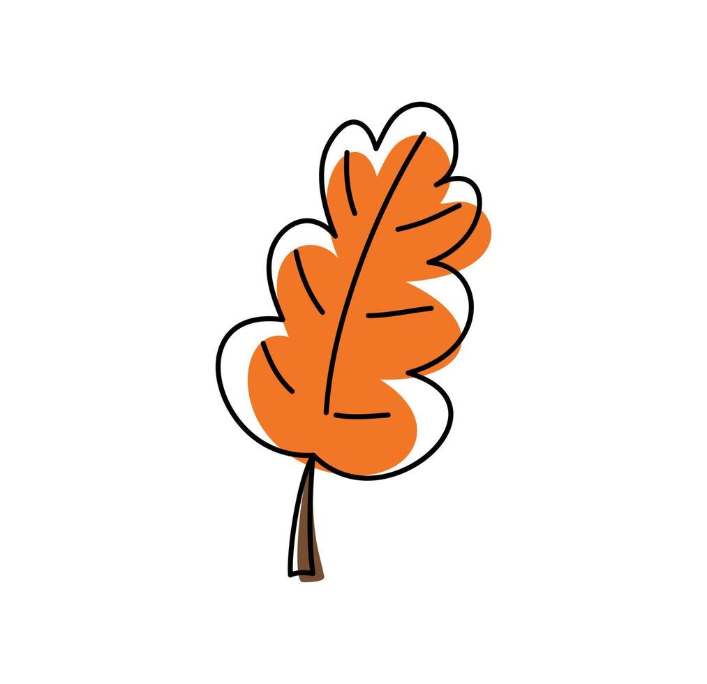 vektor hand dragen höst orange blad. klotter stil falla väder. ekologi natur begrepp. Semester illustration isolerat på vit bakgrund