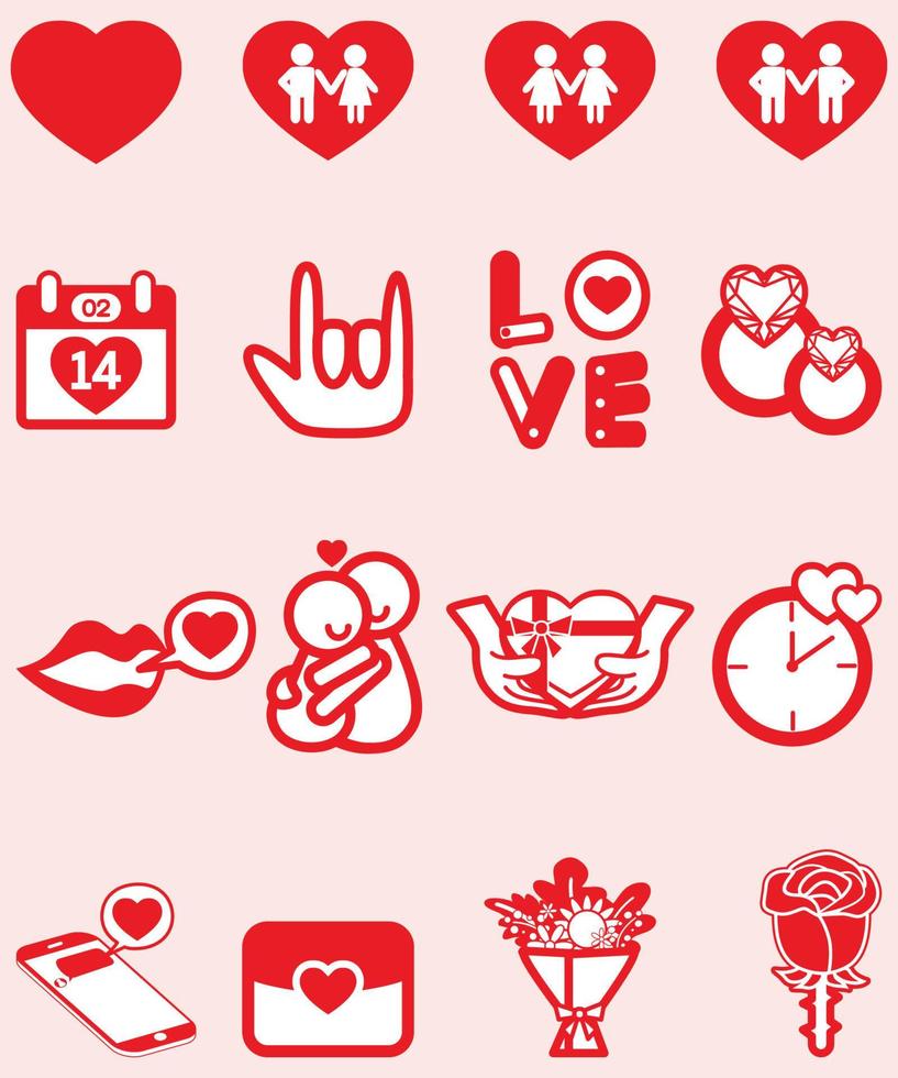 valentines ikon kärlek språk röd Färg vektor