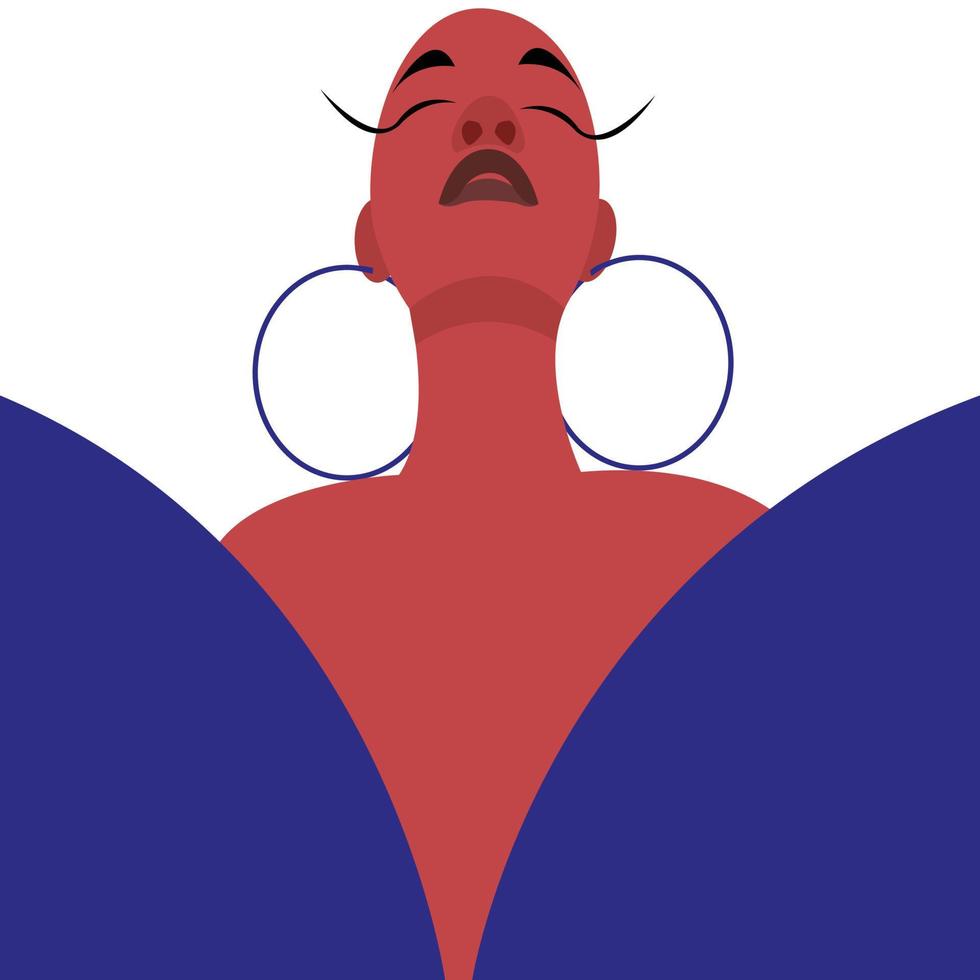 Nahaufnahmeporträt einer eleganten Dame mit großen Ohrringen. Vektor-Illustration. vektor