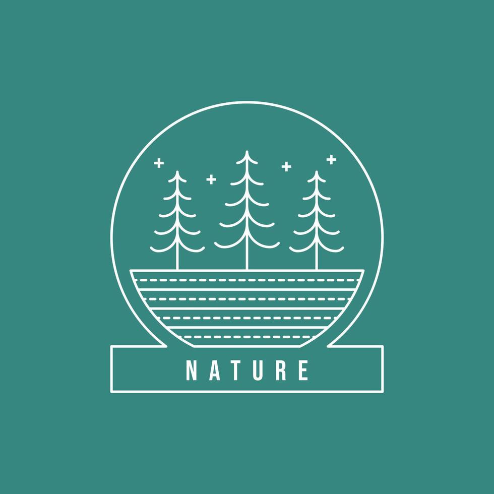 Line Art Pine Tree Logo minimalistischer Designvektor vektor