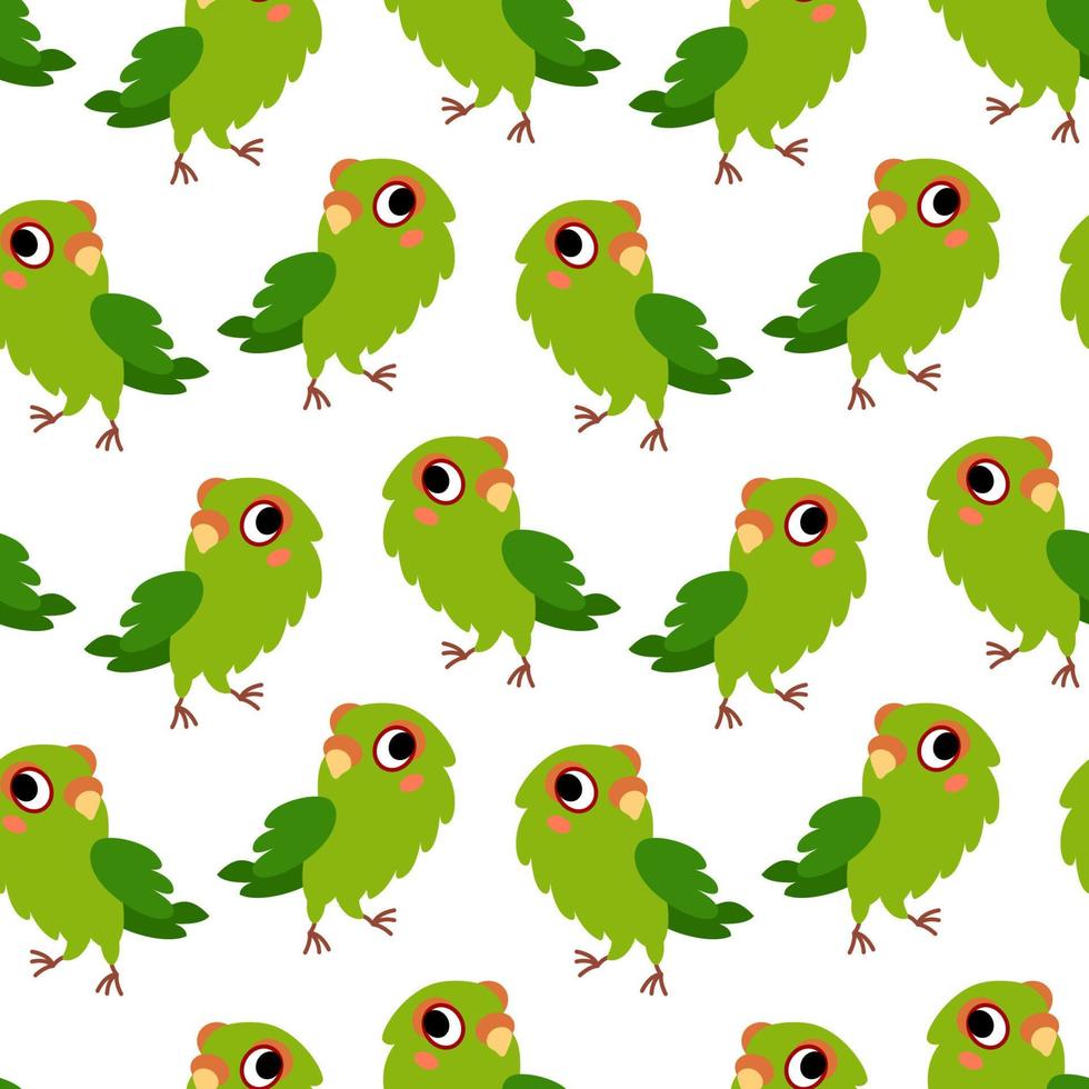 nahtloser Papageienvogel Dompfaffen Hintergrund für Kinder. niedliche Kinder-Design-Vorlage. helle symbole für textilien, geschenkpapier, grußkarten oder poster für den kindergarten vektor