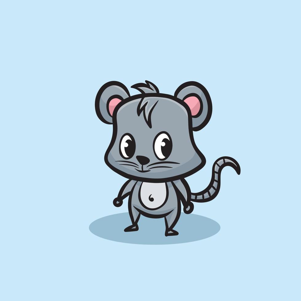mus tecknad serie maskot rolig vektor leende lycka roligt söt djur illustration söt Lycklig råtta