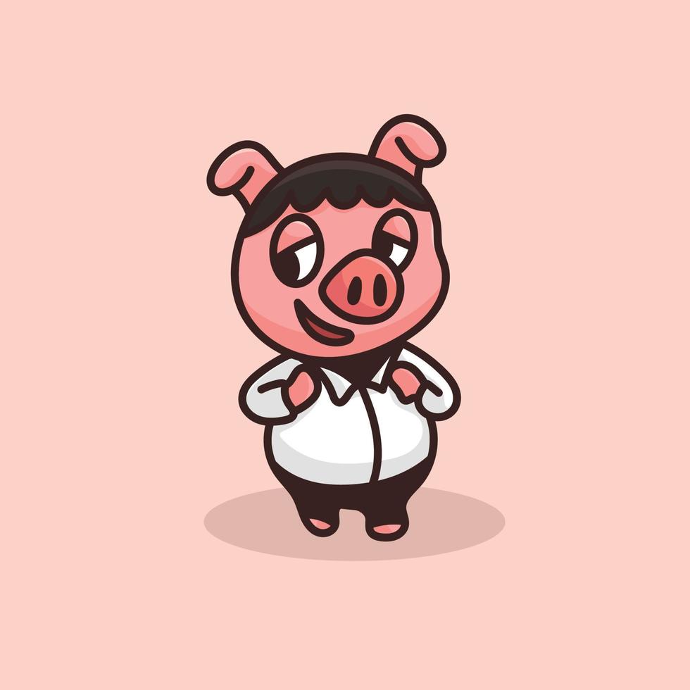 schwein cartoon maskottchen lustig vektor lächeln glück spaß niedliche tiere illustration niedlich glücklich