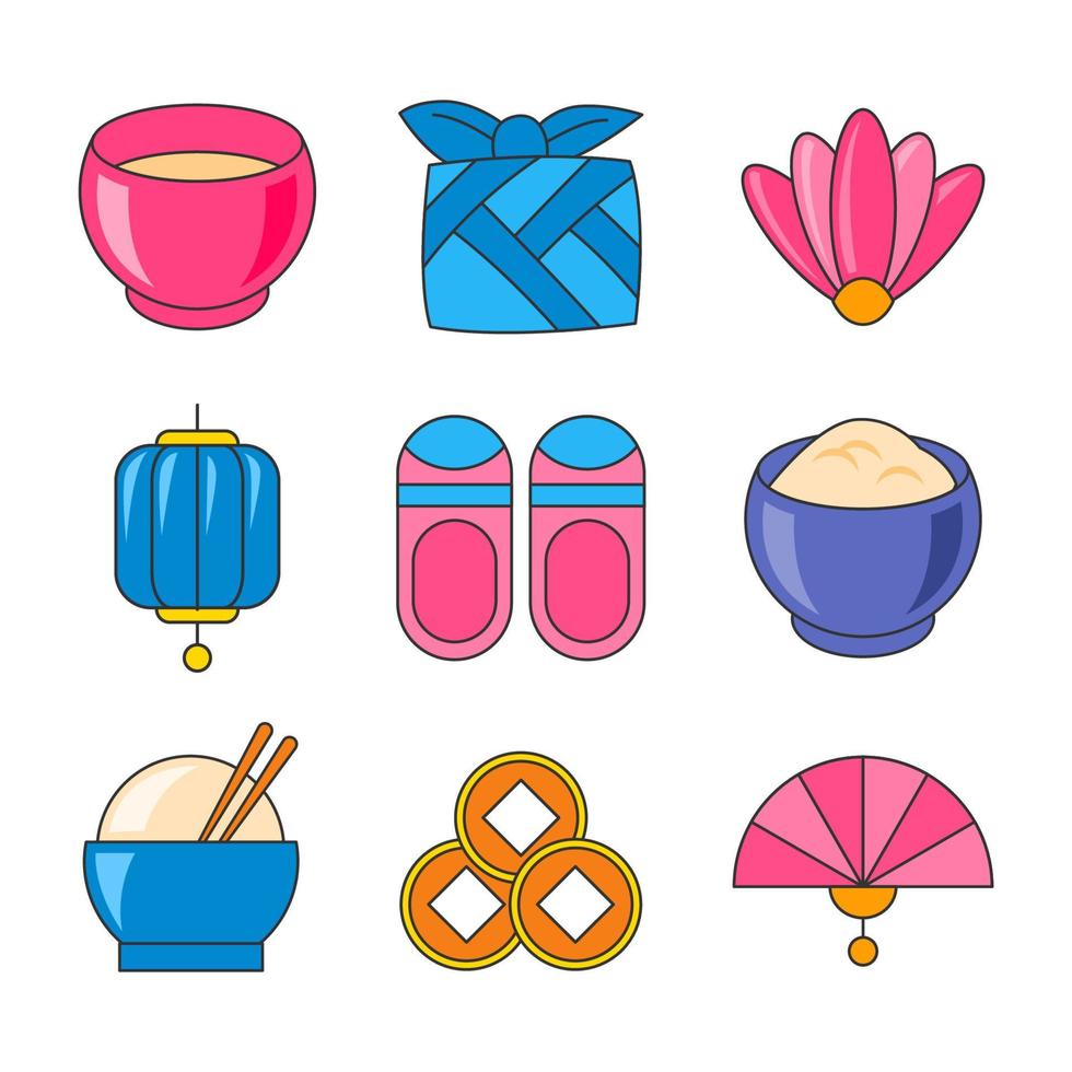 uppsättning av chuseok ikoner vektor