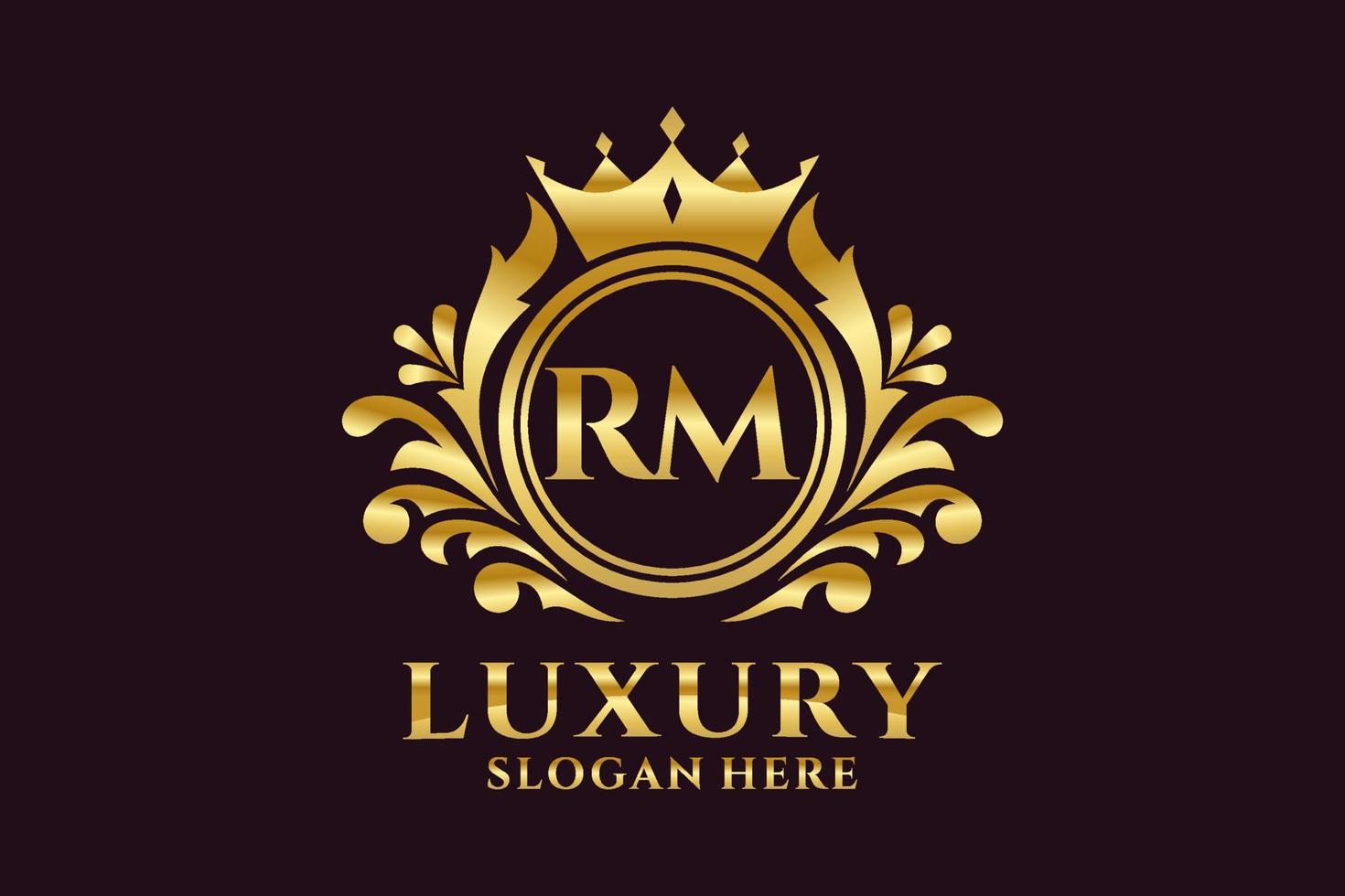 Royal Luxury Logo-Vorlage mit anfänglichem RM-Buchstaben in Vektorgrafiken für luxuriöse Branding-Projekte und andere Vektorillustrationen. vektor