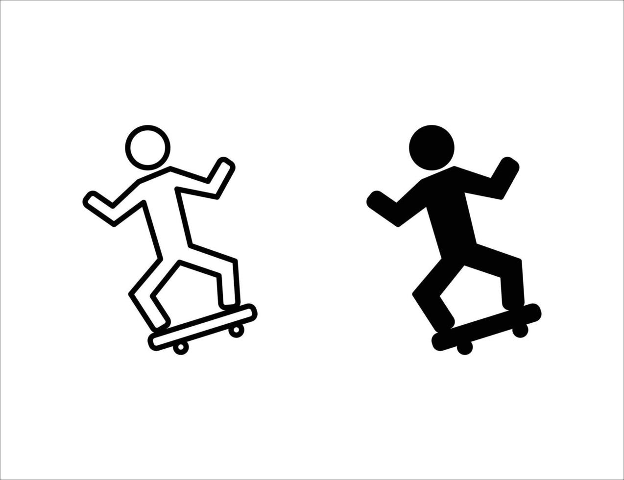 Skateboard-Symbol. Umrisssymbol und solides Symbol vektor