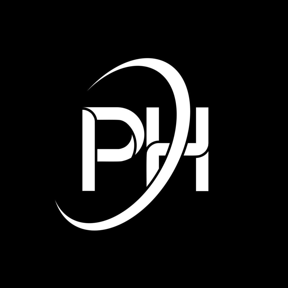 ph-Logo. pH-Design. weißer ph-buchstabe. ph-Buchstaben-Logo-Design. Anfangsbuchstabe ph verknüpfter Kreis Monogramm-Logo in Großbuchstaben. vektor