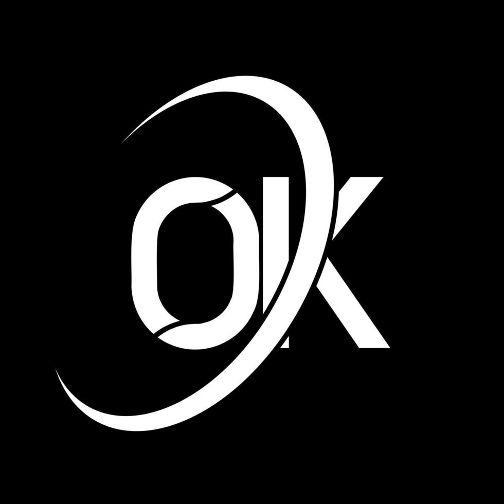 Ok Logo. ok design. weißer OK-Brief. ok Brief-Logo-Design. Anfangsbuchstabe ok verknüpfter Kreis Monogramm-Logo in Großbuchstaben. vektor