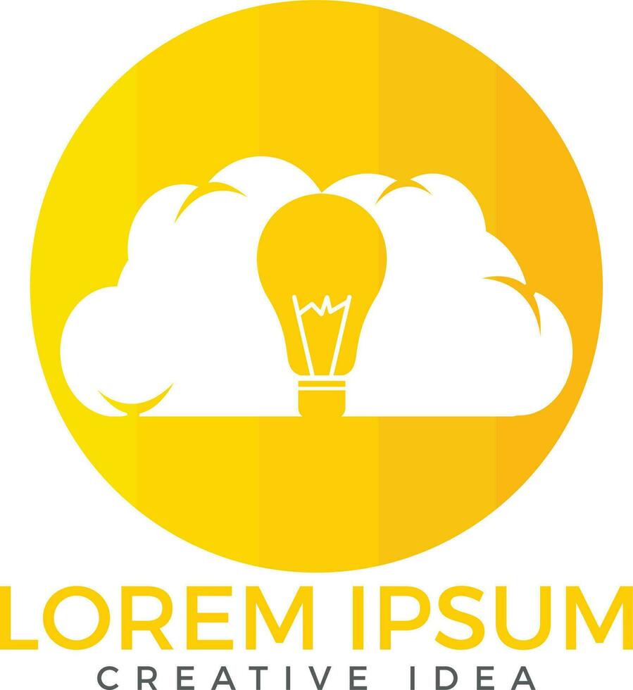 Bulb Cloud-Logo-Design. Ideenwolken-Logo-Vorlage mit einer abstrakten Glühbirne in einer Wolke, die Idee, Erfindung und intelligente Lösungen darstellt. vektor