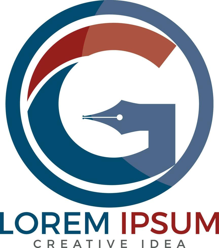 brev g penna spets logotyp ikon design. utbildning begrepp. vektor