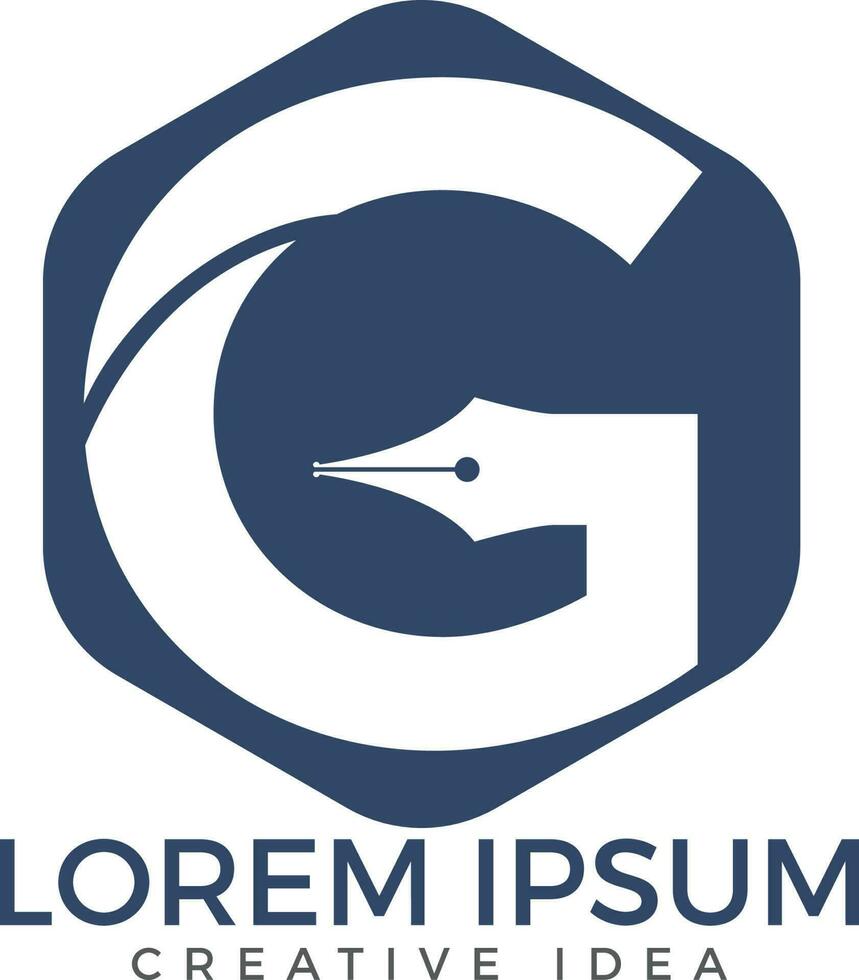 brev g penna spets logotyp ikon design. utbildning begrepp. vektor