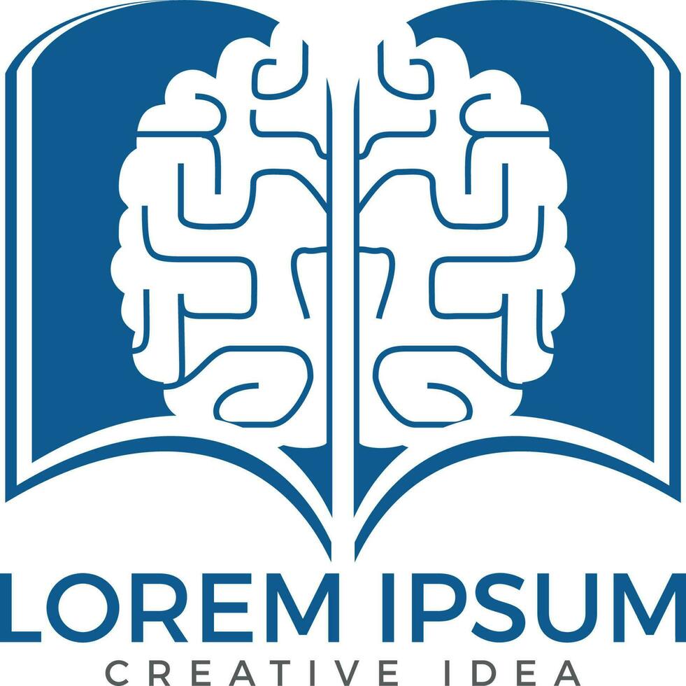 bok hjärna logotyp design. pedagogisk och institutionell logotyp design. vektor