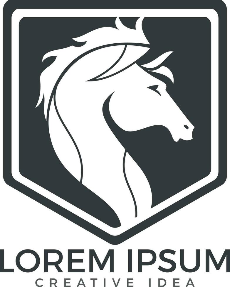 Pferd-Schild-Logo-Design-Konzept-Vorlage. vektor