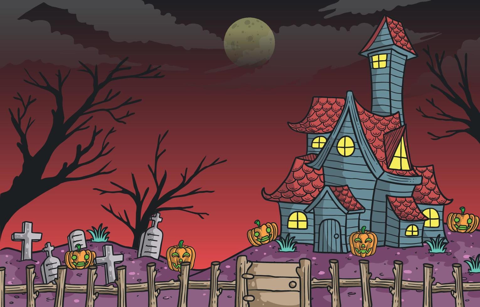 halloween besatt hus läskigt vektor