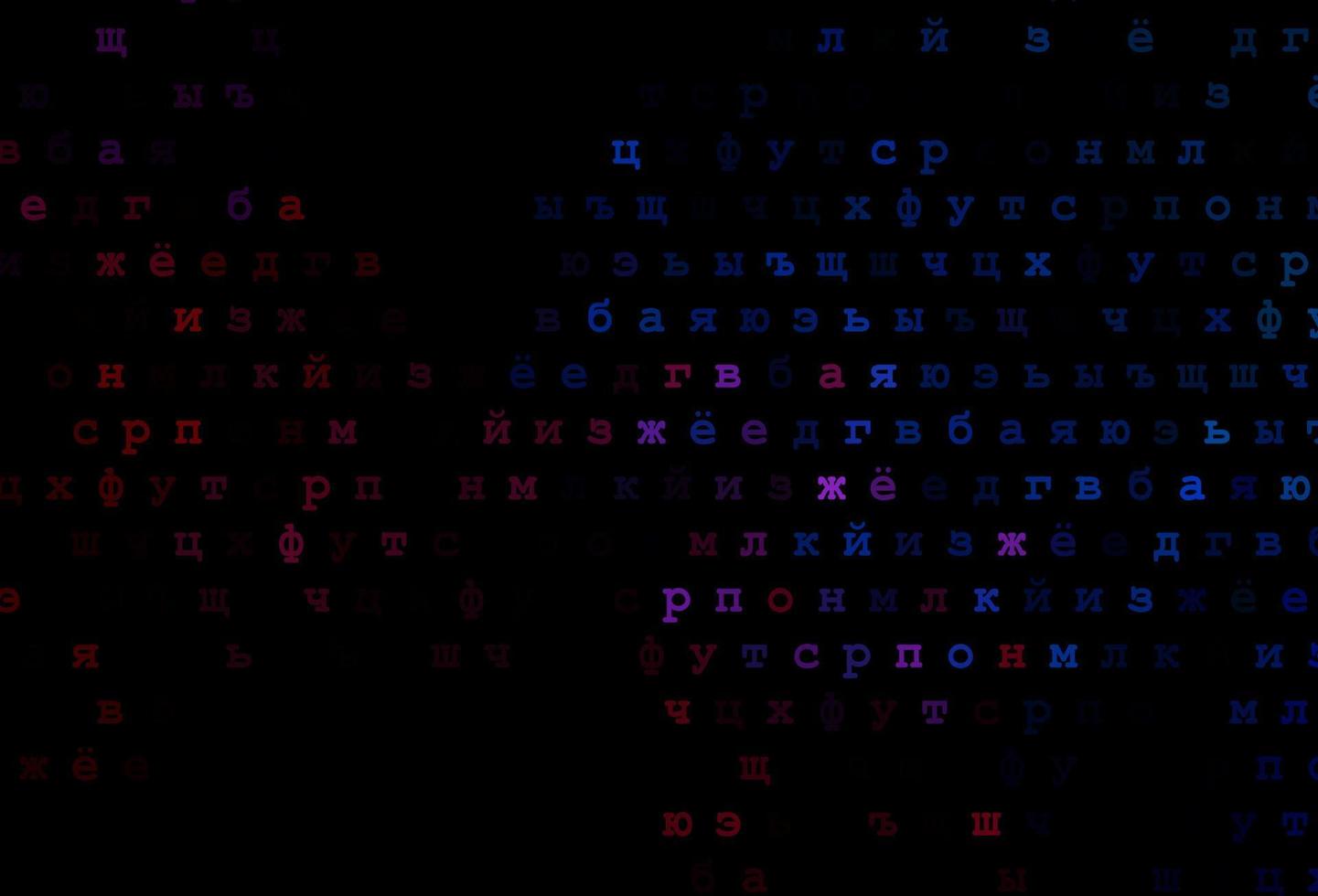 mörkblå, röd vektorbakgrund med tecken på alfabetet. vektor