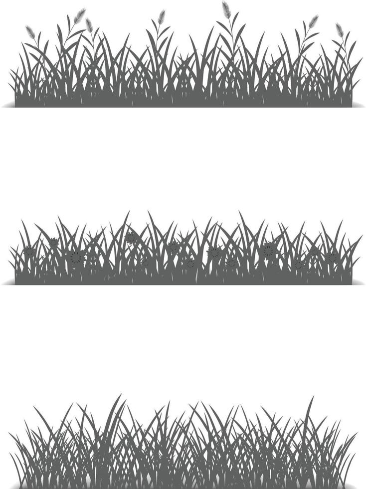 Satz horizontaler Banner von Wiesensilhouetten mit kurzem Gras. vektor