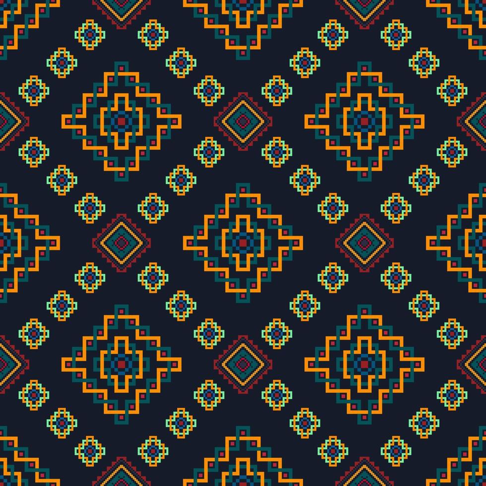 ikat ethnisches nahtloses musterdekorationsdesign. aztekischer stoffteppich boho mandalas textildekor tapete. Stammes- einheimische Motivblume dekorativer traditioneller Stickereivektor illustrierter Hintergrund vektor