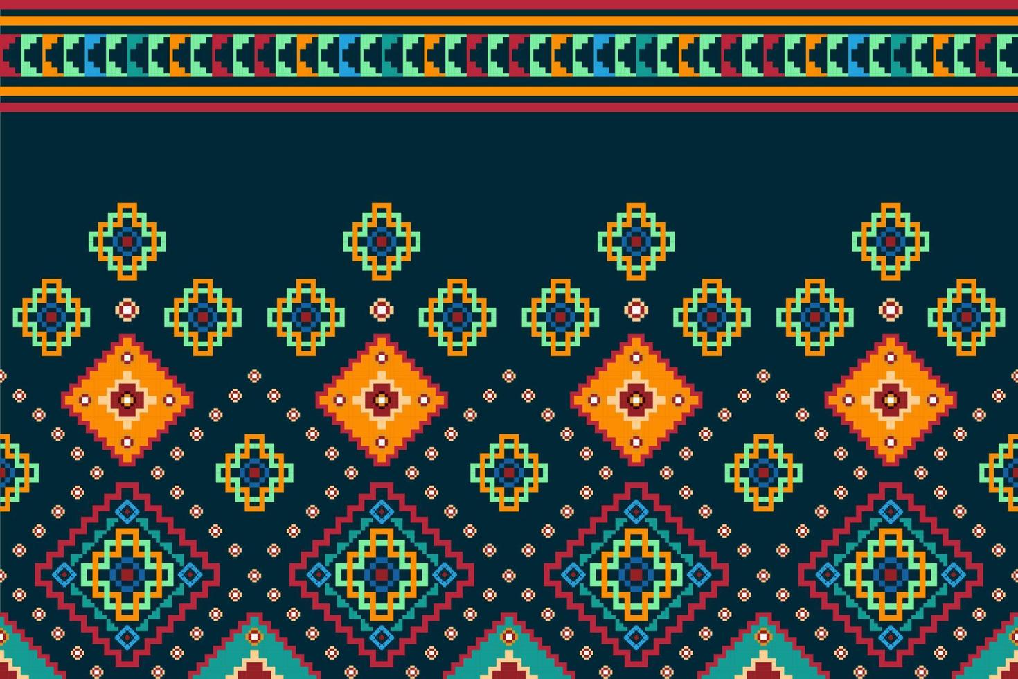 ikat etnisk sömlös mönster dekoration design. aztec tyg matta boho mandalas textil- dekor tapet. stam- inföding motiv blomma dekorativ traditionell broderi vektor illustrerade bakgrund