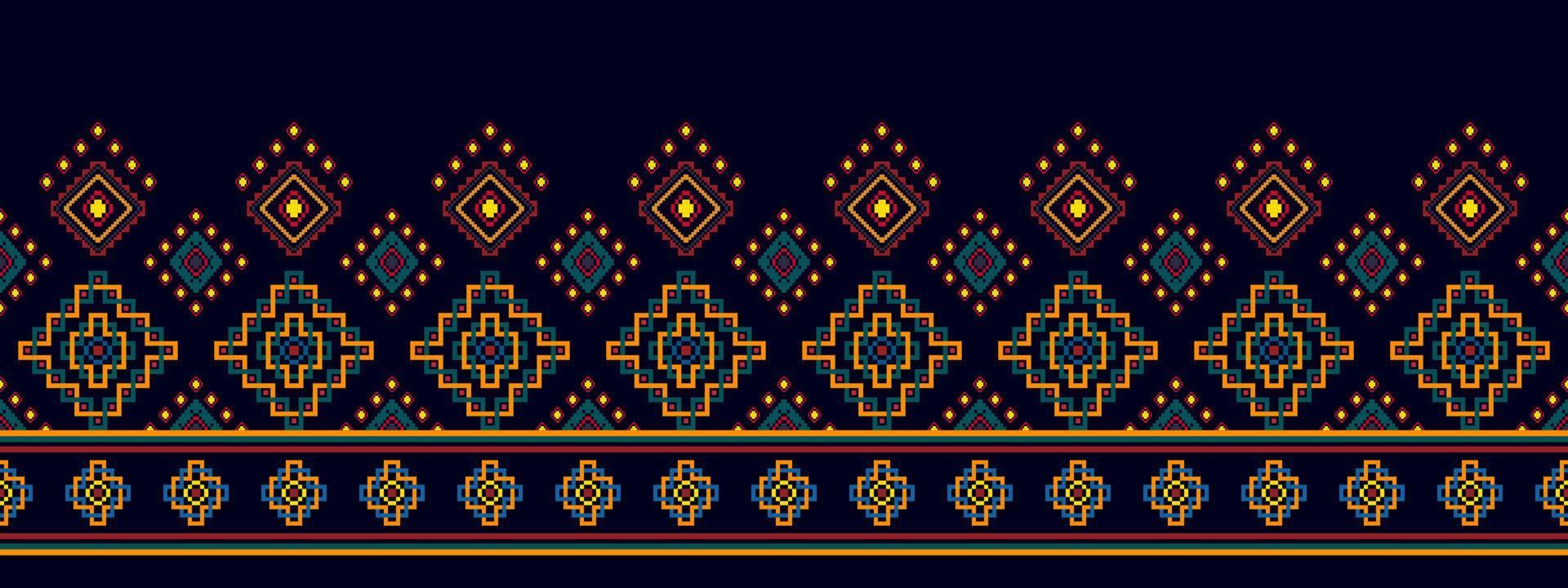 ikat etnisk sömlös mönster dekoration design. aztec tyg matta boho mandalas textil- dekor tapet. stam- inföding motiv blomma dekorativ traditionell broderi vektor illustrerade bakgrund