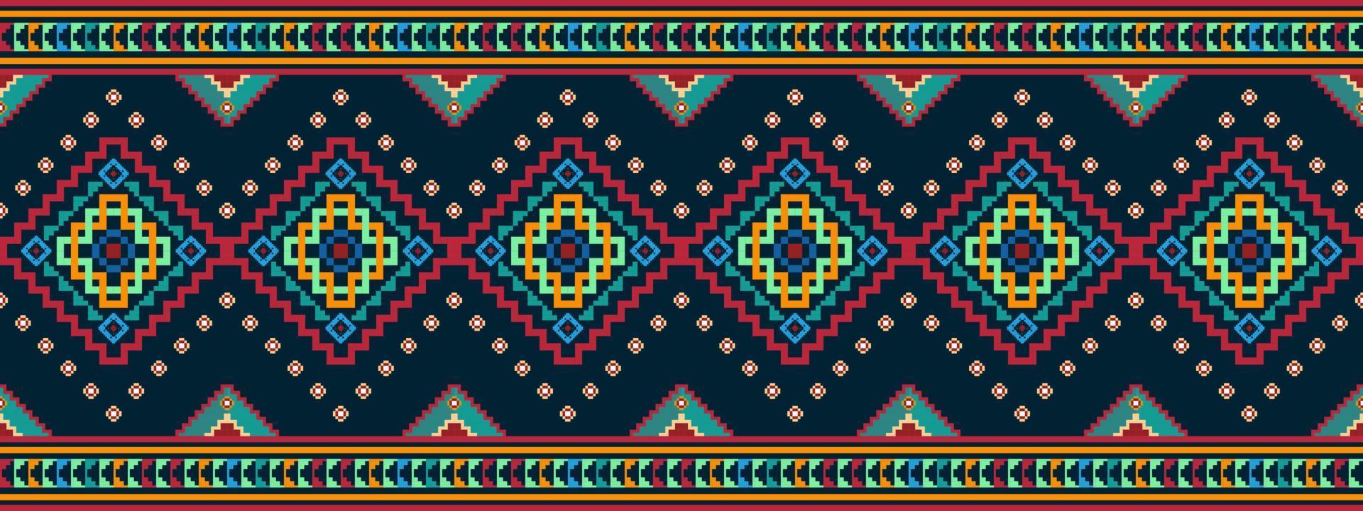 ikat etnisk sömlös mönster dekoration design. aztec tyg matta boho mandalas textil- dekor tapet. stam- inföding motiv blomma dekorativ traditionell broderi vektor illustrerade bakgrund