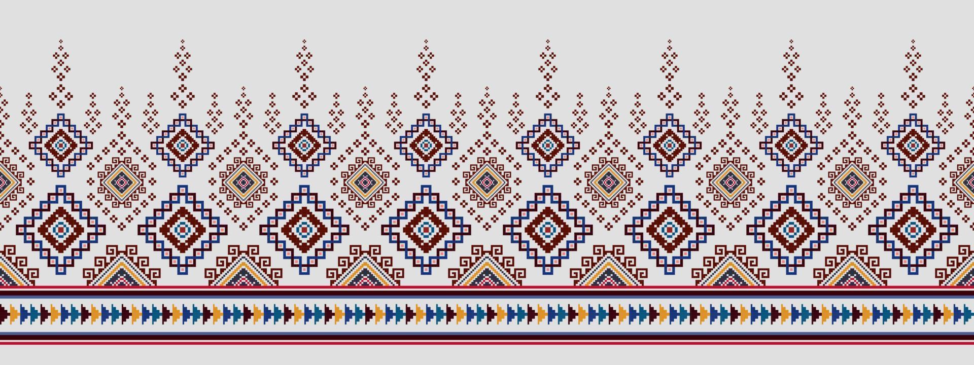 ikat etnisk sömlös mönster dekoration design. aztec tyg matta boho mandalas textil- dekor tapet. stam- inföding motiv blomma dekorativ traditionell broderi vektor illustrerade bakgrund