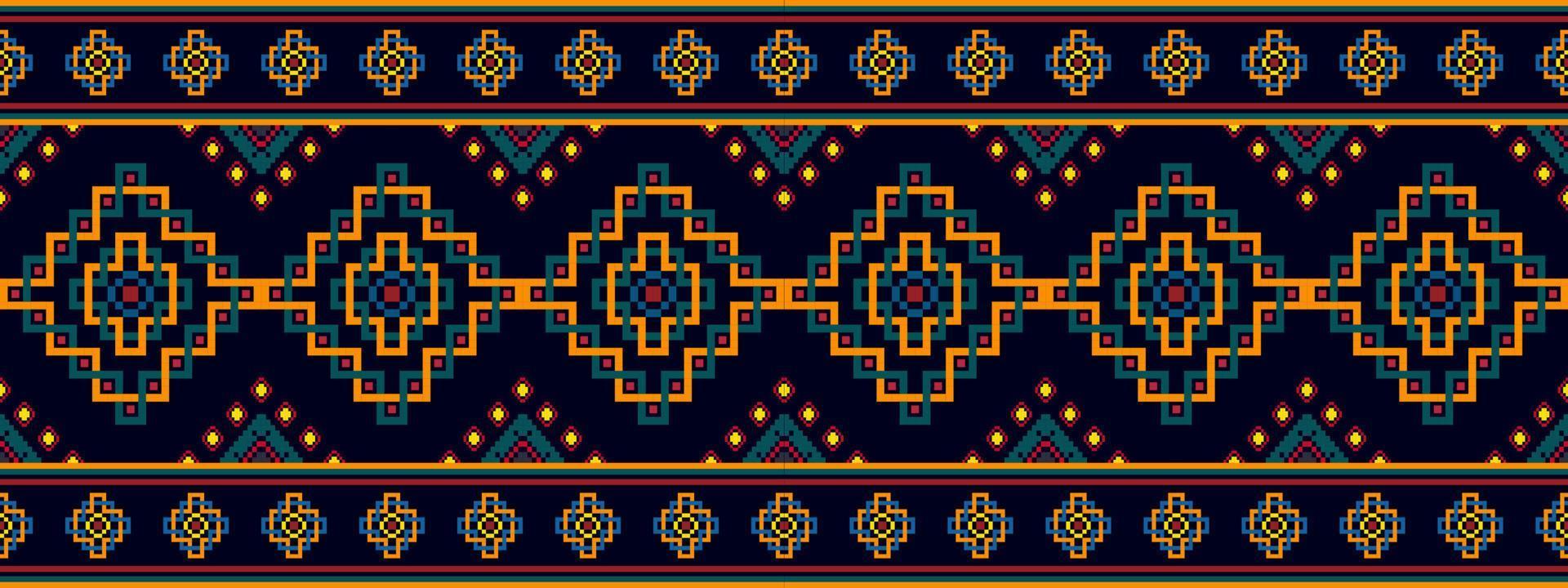 ikat etnisk sömlös mönster dekoration design. aztec tyg matta boho mandalas textil- dekor tapet. stam- inföding motiv blomma dekorativ traditionell broderi vektor illustrerade bakgrund