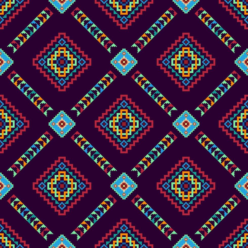 ikat etnisk sömlös mönster dekoration design. aztec tyg matta boho mandalas textil- dekor tapet. stam- inföding motiv blomma dekorativ traditionell broderi vektor illustrerade bakgrund