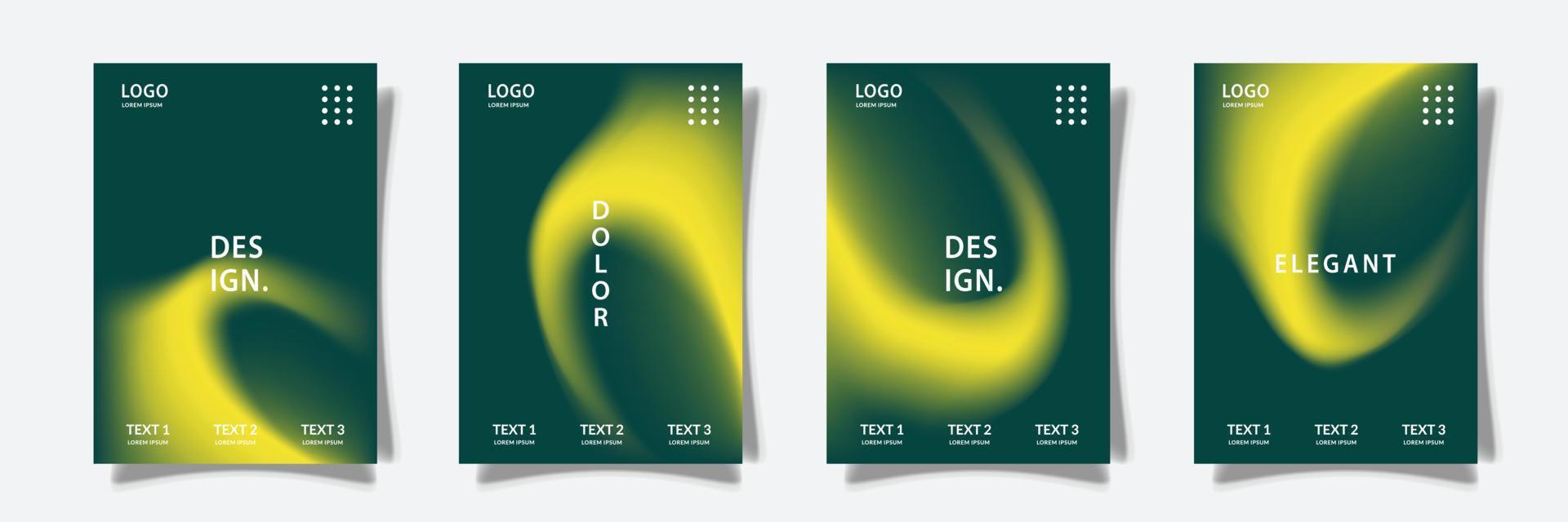 modern gradering Färg omslag mall design med suddigt abstrakt vågig vätska effekt, uppsättning samling vektor grafisk, kombinerad gul och blå