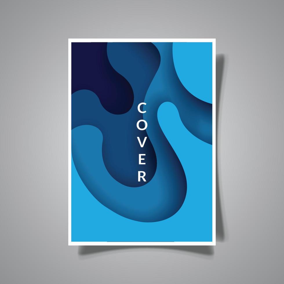 Welle Textur Papercut Cover Hintergrund Vorlage Design blaue Farbe Vektorgrafik vektor