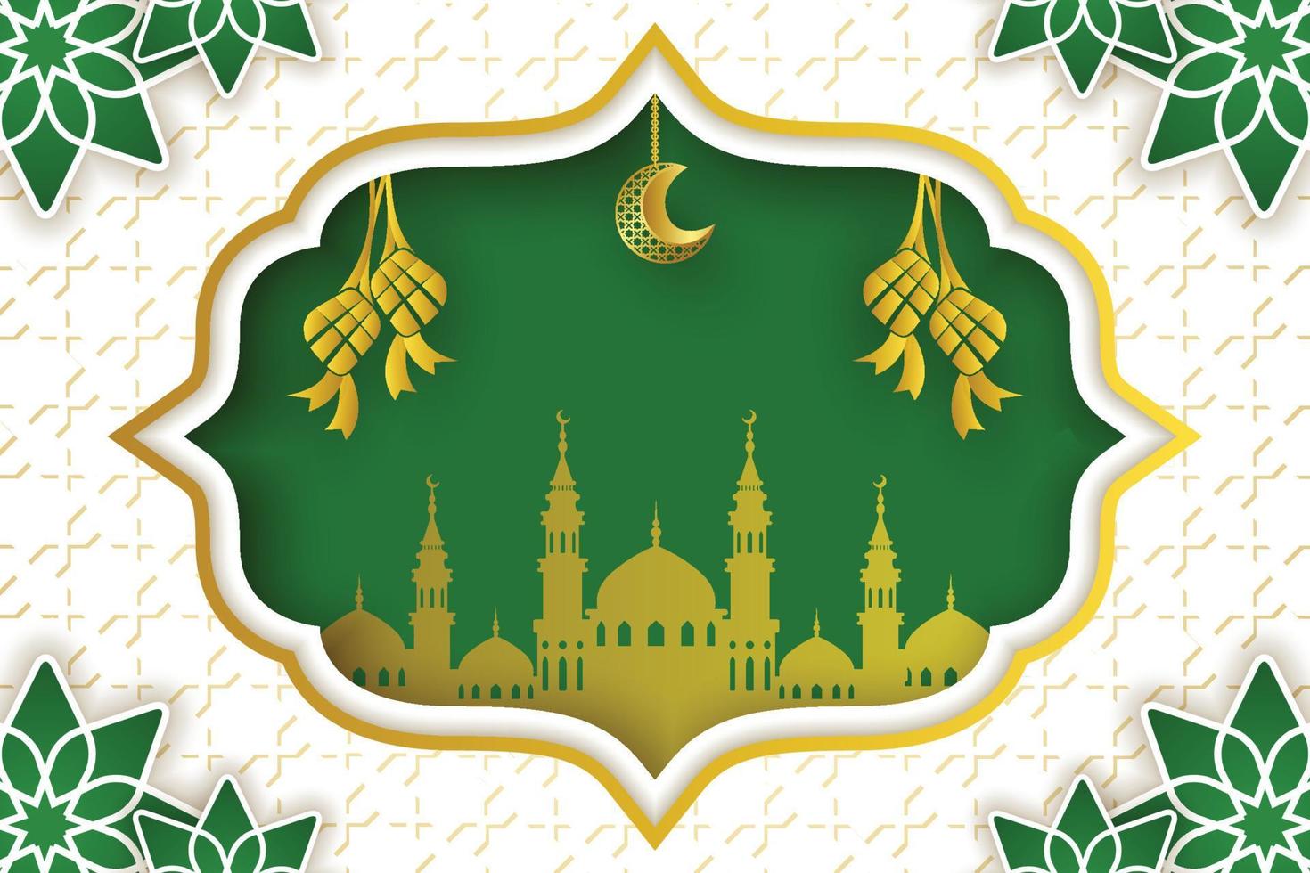 ramadan kareem hintergrundschablonendesignvektor, eid mubarak, mit sichelförmiger hängender verzierung, goldene farbe vektor