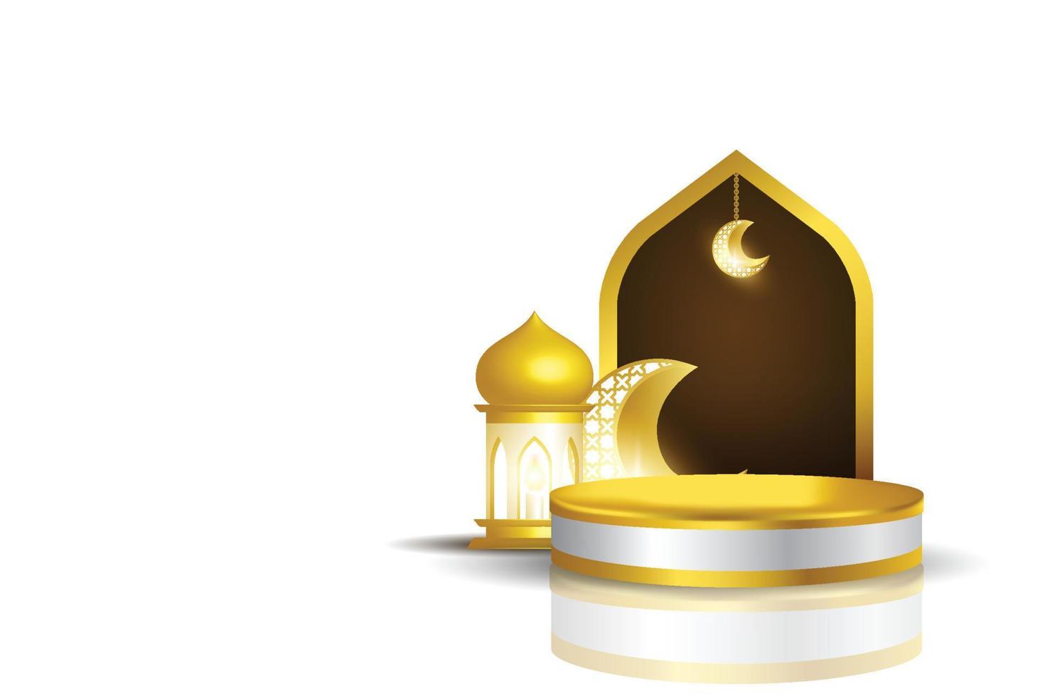 podium-vorlagendesign zur anzeige von produkten mit islamischem konzept, ramadan kareem, eid mubarak, vektor