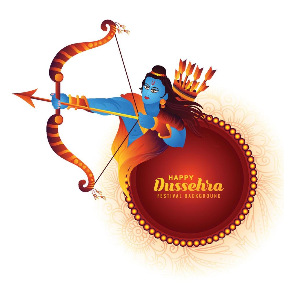 illustration von lord rama in navratri festival of india festival für fröhlichen dussehra-kartenhintergrund vektor