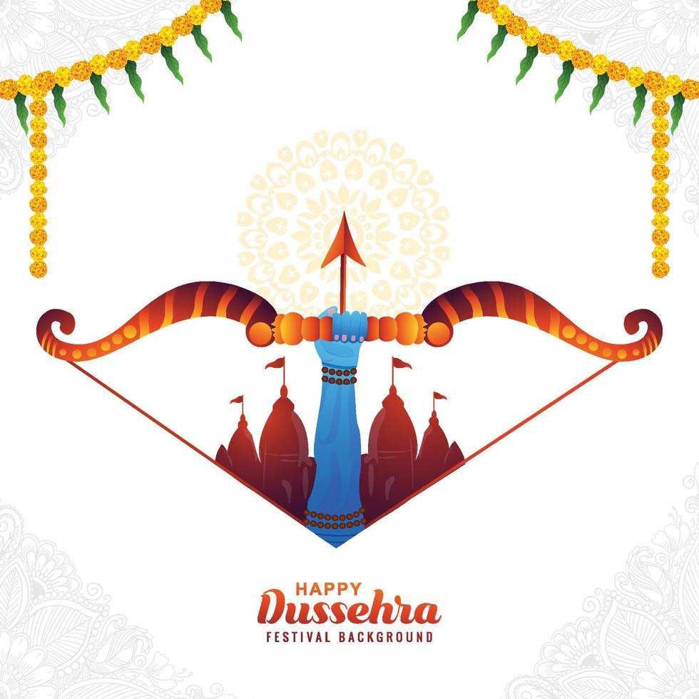 glückliches dussehra-festival von indien im bogen- und pfeilkartendesign vektor