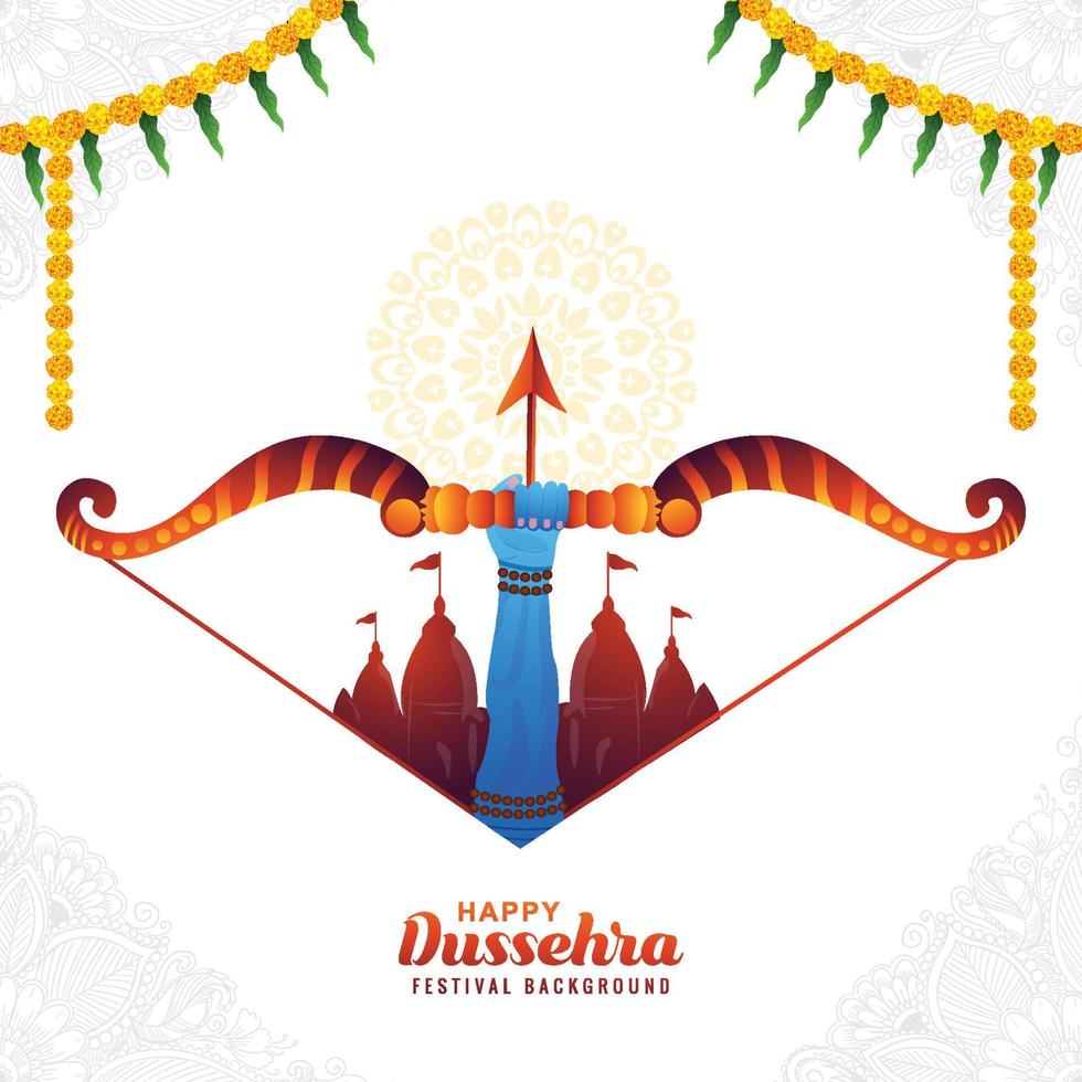 Lycklig Dussehra festival av Indien i rosett och pil kort design vektor