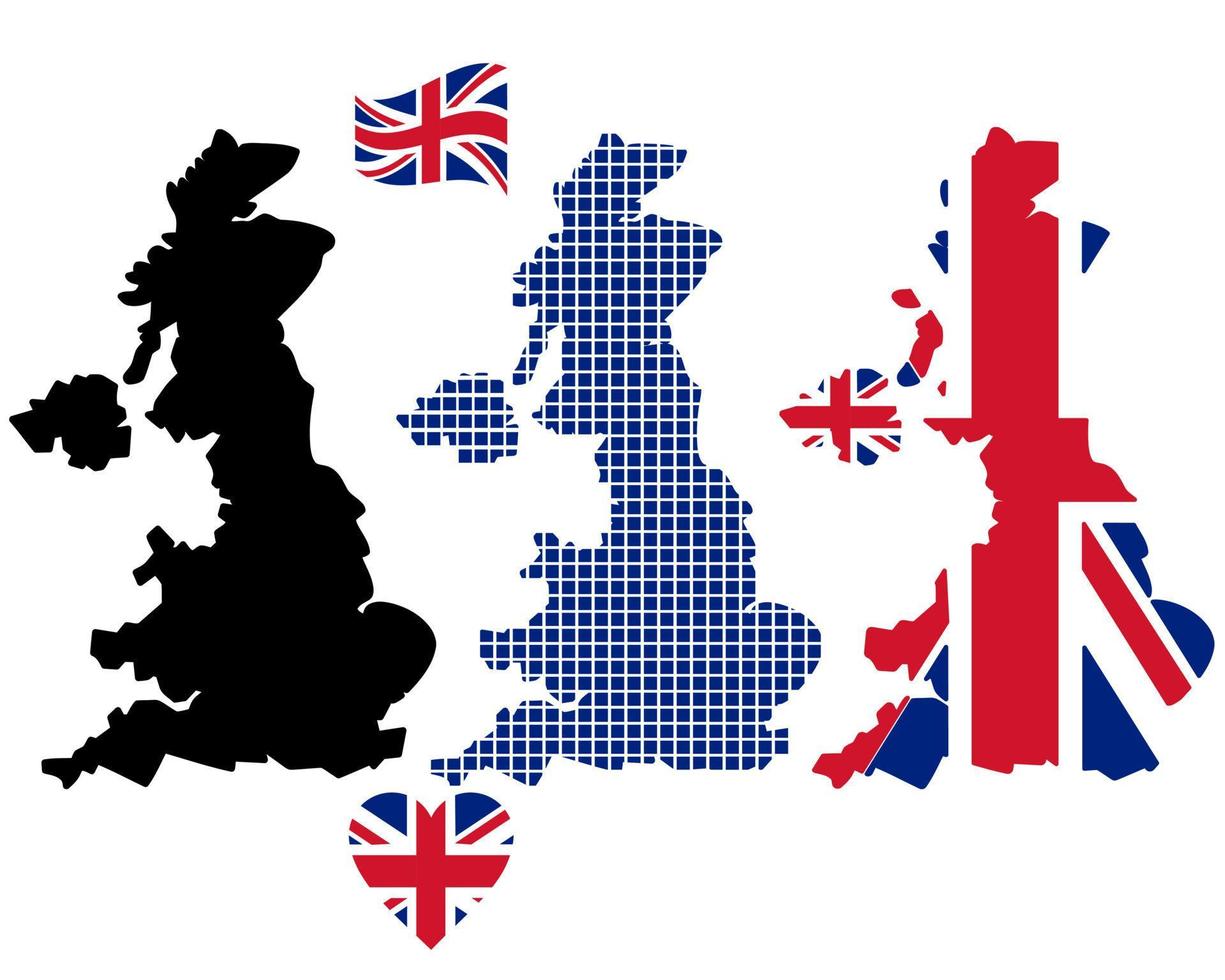 Karte von England in verschiedenen Farben auf weißem Hintergrund vektor