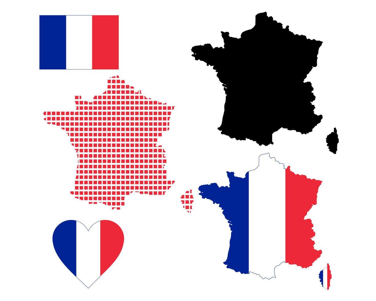 Karte von Frankreich in verschiedenen Farben auf weißem Hintergrund vektor
